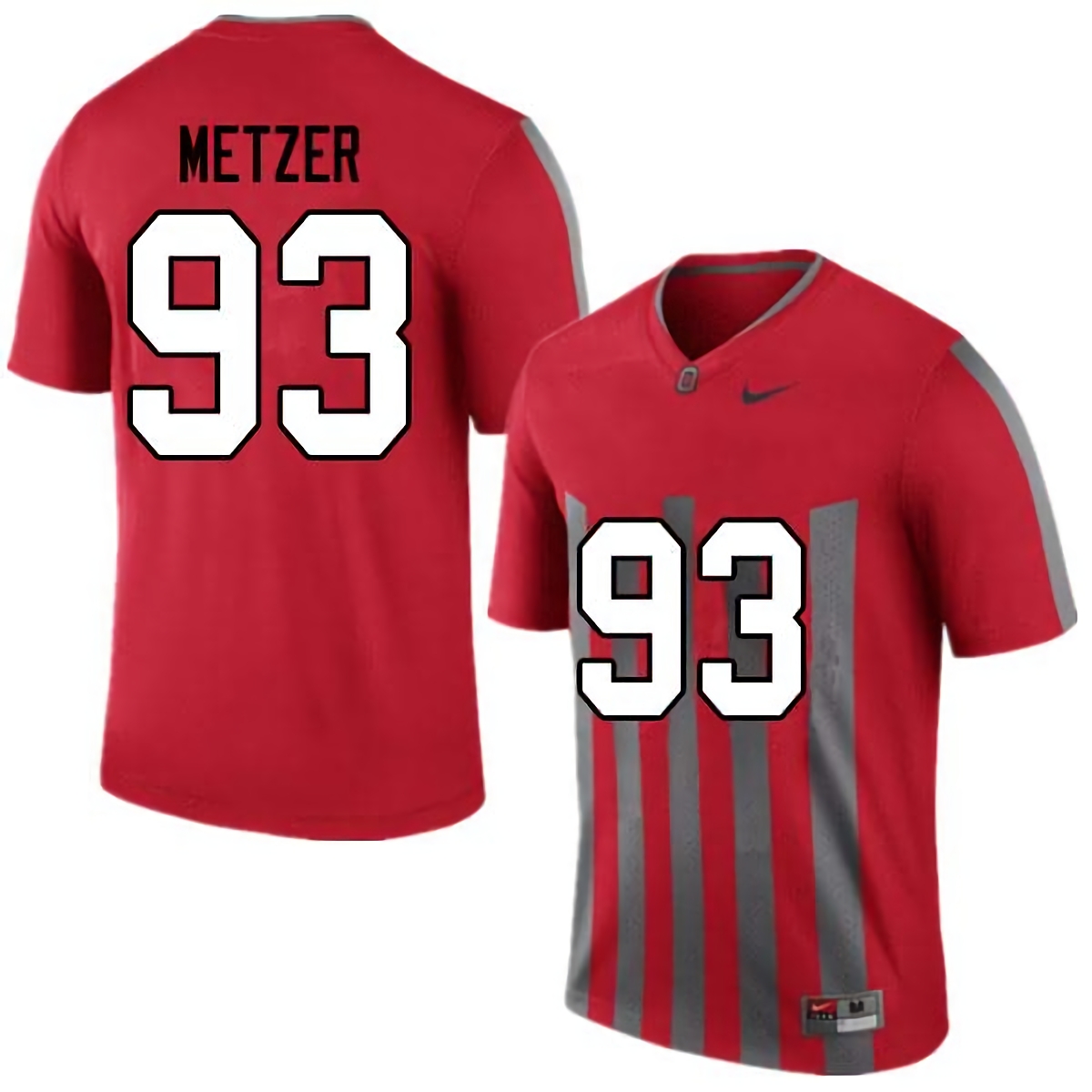 Jake Metzer Ohio State Buckeyes Men's NCAA #93 Nike Throwback Red College Stitched Football Jersey WES4656RY